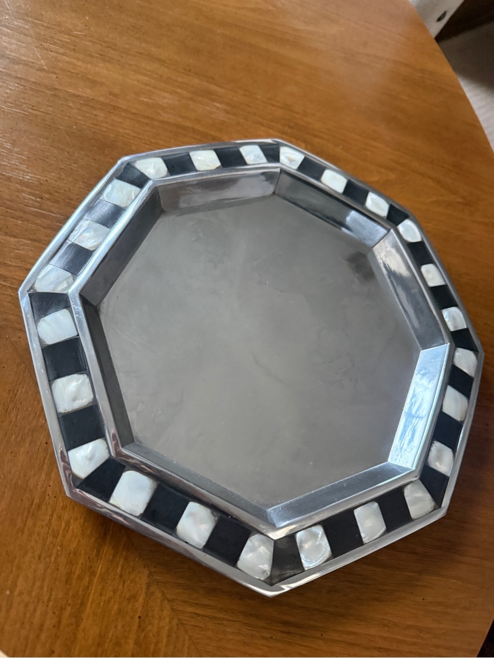 vintage octagonal serving tray & cutting board Towle Silversmiths 2 pieces